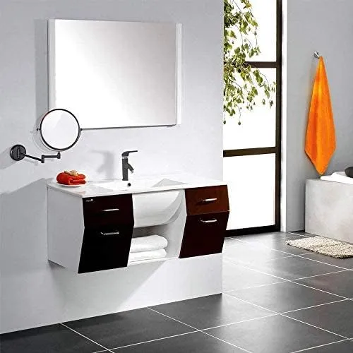 FIDEMM Bathroom Makeup Mirrors,8 Inch Wall Mounted Magnifying Sturdy Double Sided Adjustable Cosmetic Shaving Vanity Extendable,Chrome,3X (Color : Black, Size : 5X)