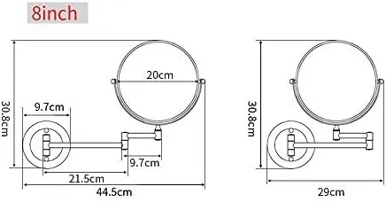 FIDEMM Bathroom Makeup Mirrors,8 Inch Wall Mounted Magnifying Sturdy Double Sided Adjustable Cosmetic Shaving Vanity Extendable,Chrome,3X (Color : Black, Size : 5X)