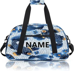 Fish Mini Gym Bag 18 inch for Women Men Waterproof Custom Fish Vintage Travel Duffel Bag Carry On Overnight Tote Nurse Bag for Work Fitness Hiking