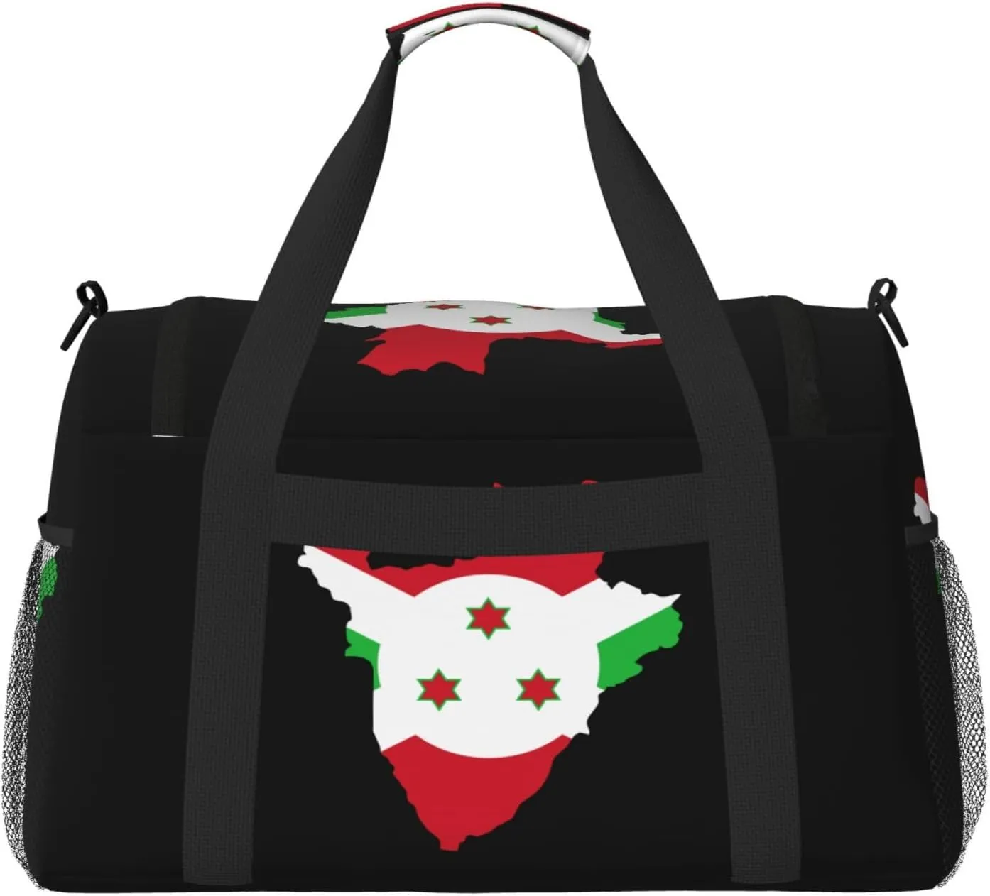 Flag Map Of Burundi Travel Duffel Bag Large Foldable Waterproof Overnight Bag For Beach Swim Bags Pool Sports Gym