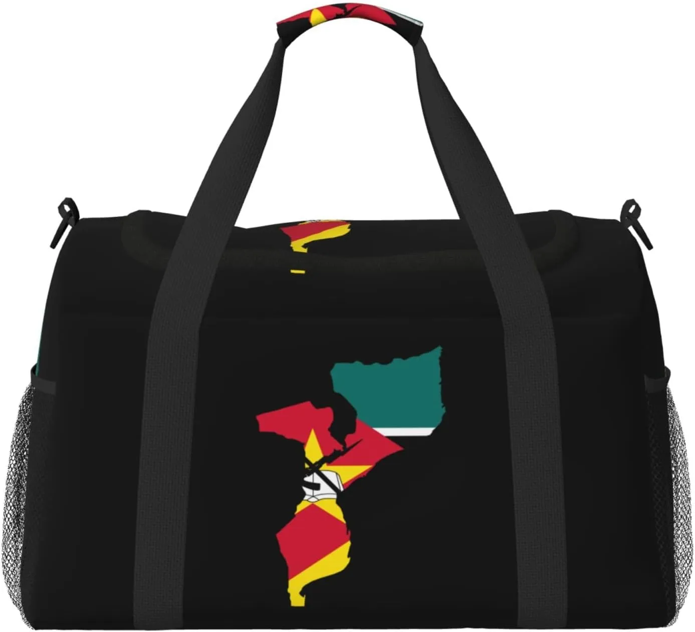 Flag Map Of Mozambique Travel Duffel Bag Large Foldable Waterproof Overnight Bag For Beach Swim Bags Pool Sports Gym