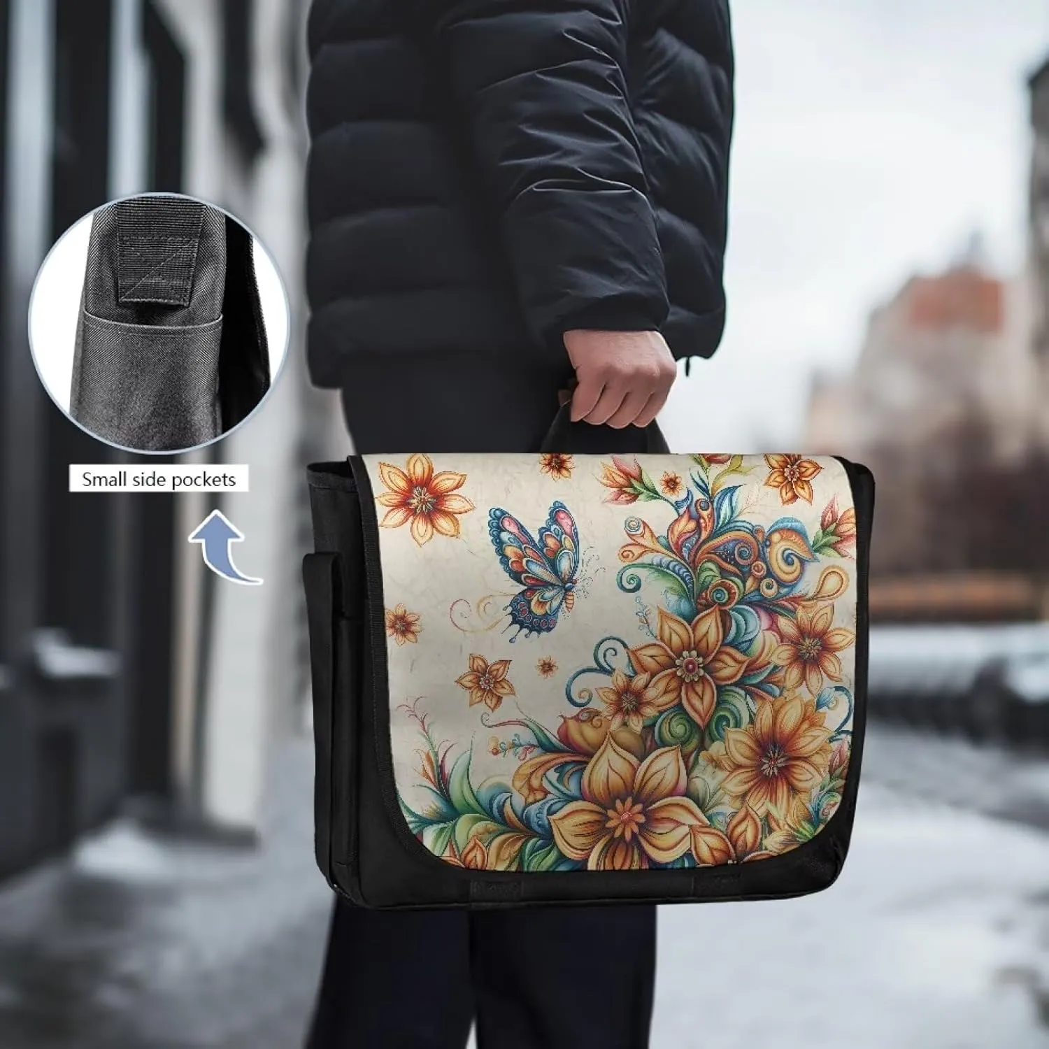 Flap Crossbody Bag for Women, Flapover Cross Body Shoulder Bag Top Handle RFID Blocking Pocket Laptop Handbag
