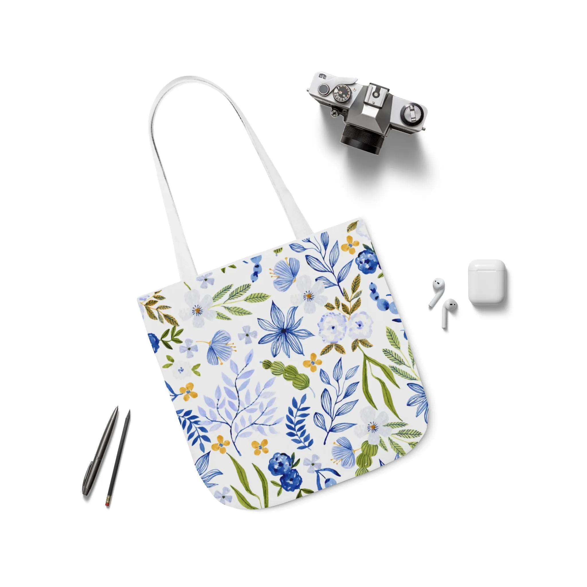 Floral Canvas Tote Bag Flower Handbag, Stylish Beach Tote, Vacation Bag