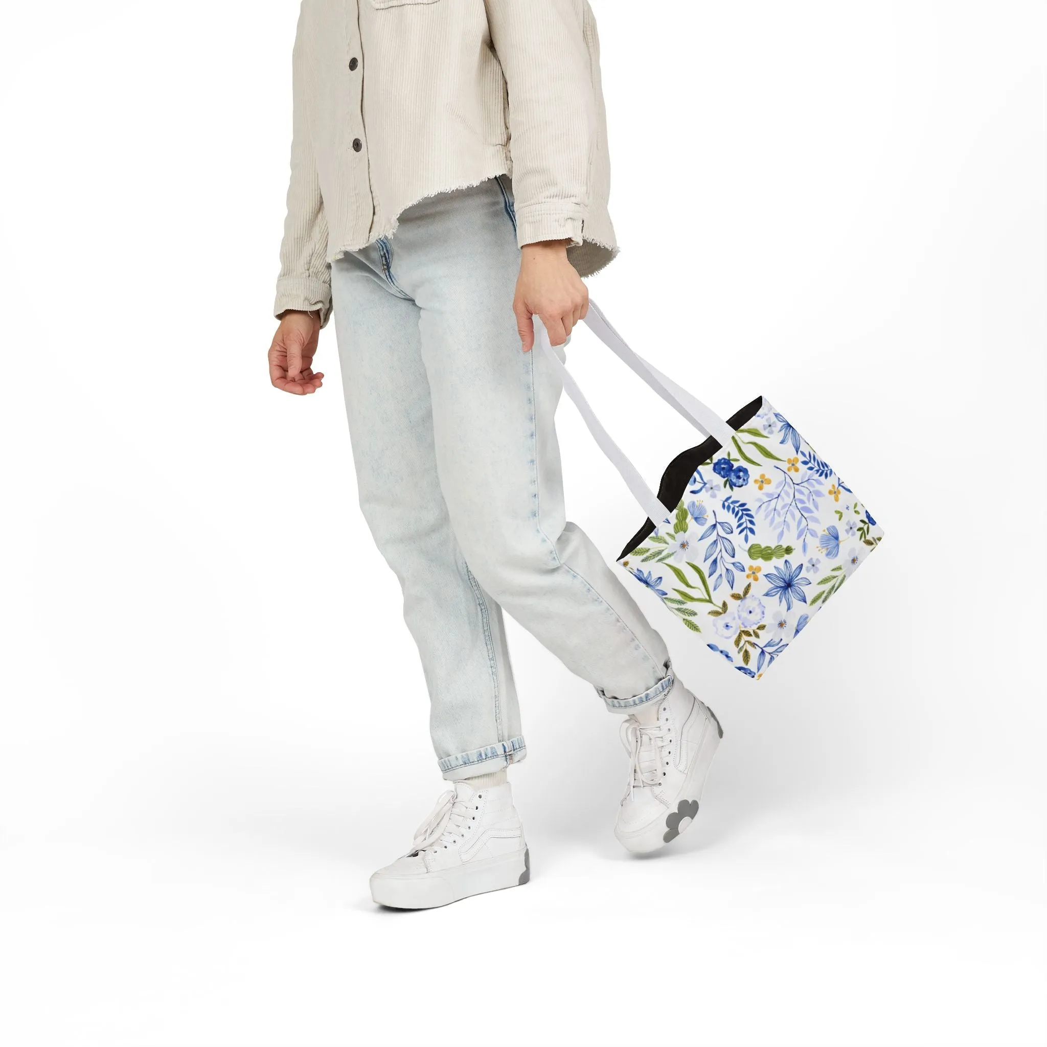 Floral Canvas Tote Bag Flower Handbag, Stylish Beach Tote, Vacation Bag