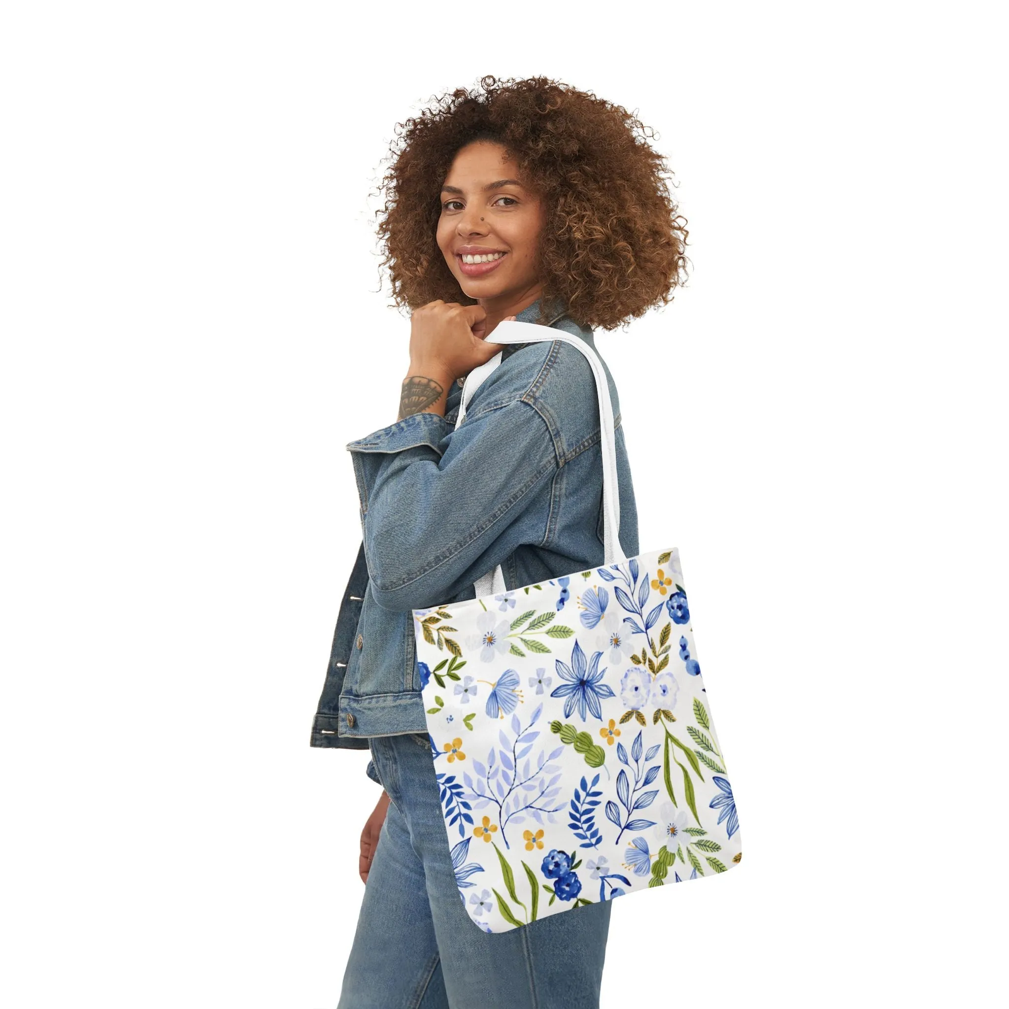 Floral Canvas Tote Bag Flower Handbag, Stylish Beach Tote, Vacation Bag