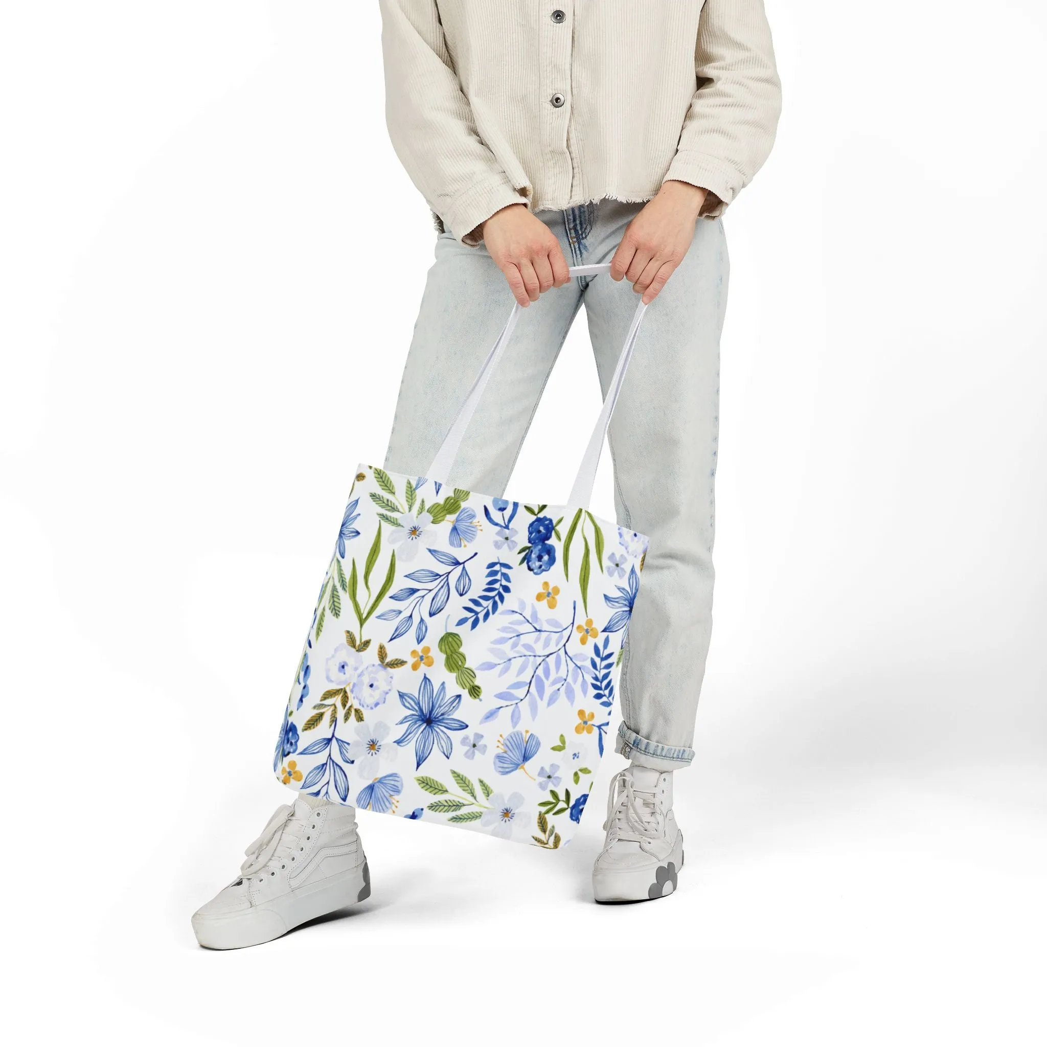 Floral Canvas Tote Bag Flower Handbag, Stylish Beach Tote, Vacation Bag