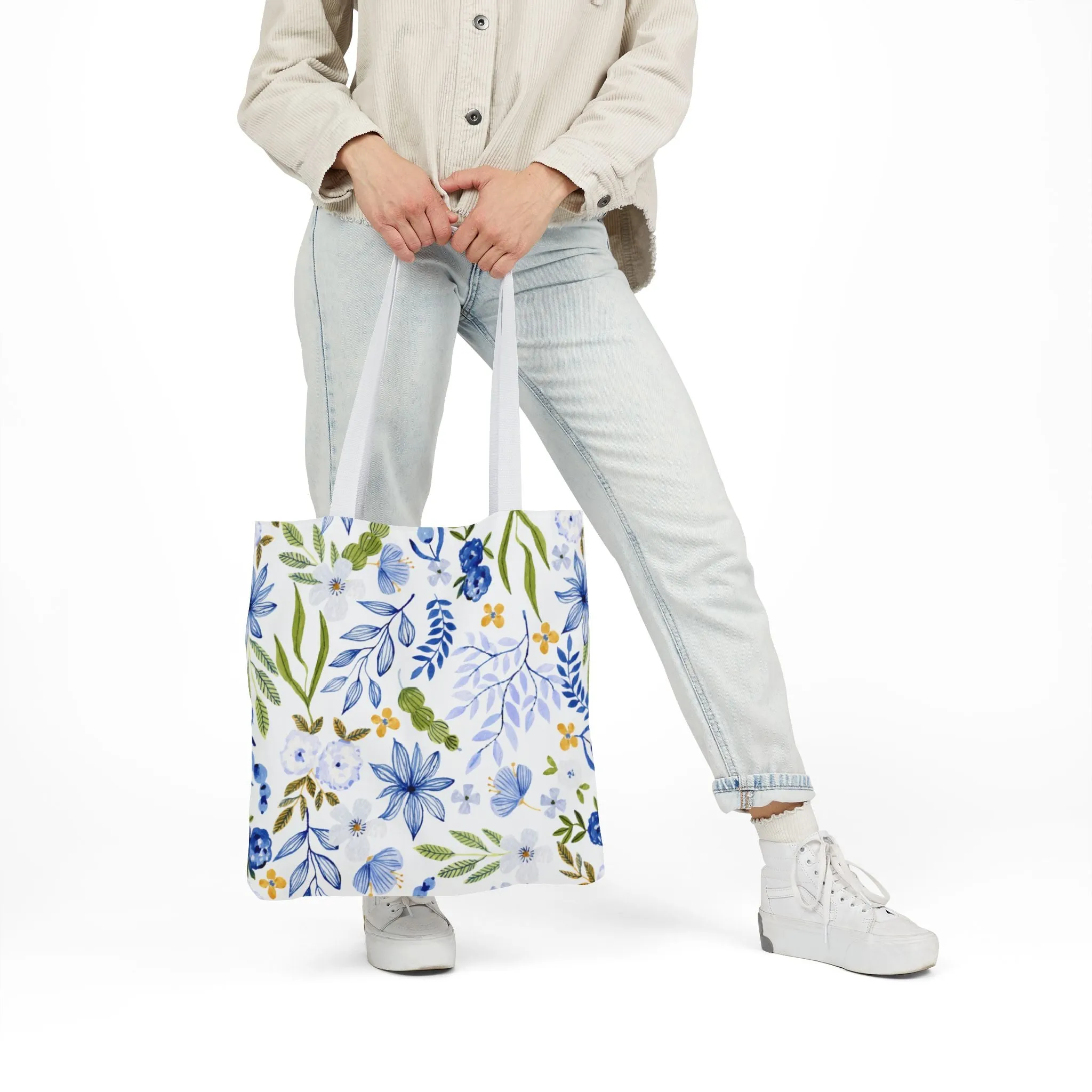 Floral Canvas Tote Bag Flower Handbag, Stylish Beach Tote, Vacation Bag