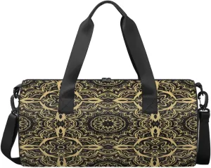 Floral Mandala Pattern Sports Duffel Bag, Gym Tote Bag Waterproof Weekender Travel Bag for Overnight Travel Luggage Workout Women Men