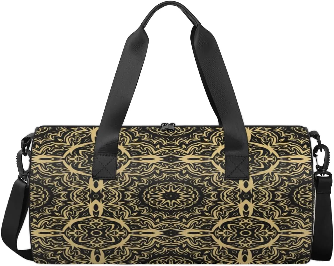 Floral Mandala Pattern Sports Duffel Bag, Gym Tote Bag Waterproof Weekender Travel Bag for Overnight Travel Luggage Workout Women Men