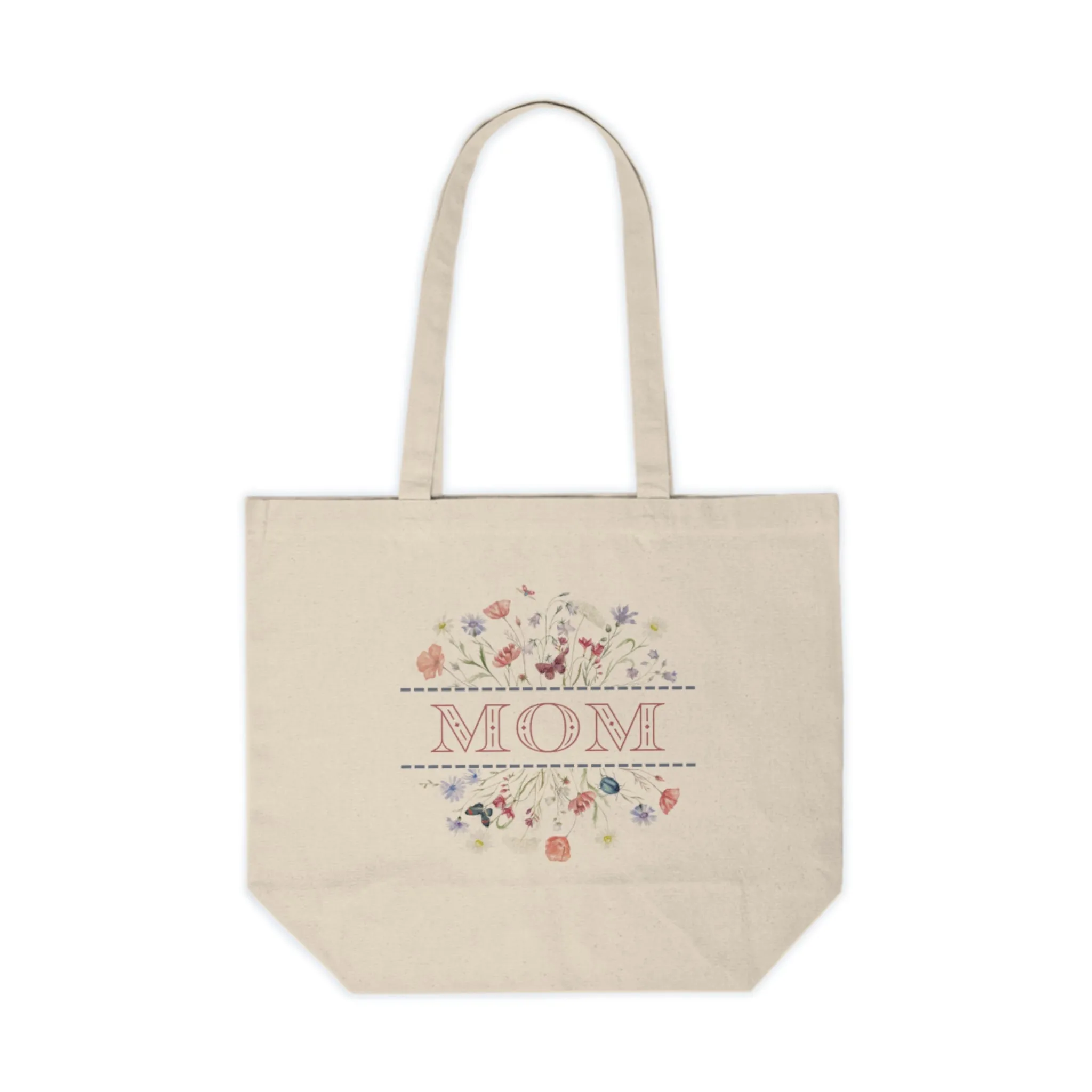 Floral Mom Canvas Tote Bag - Eco-Friendly Shopping Bag for Mothers
