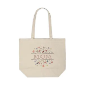Floral Mom Canvas Tote Bag - Eco-Friendly Shopping Bag for Mothers