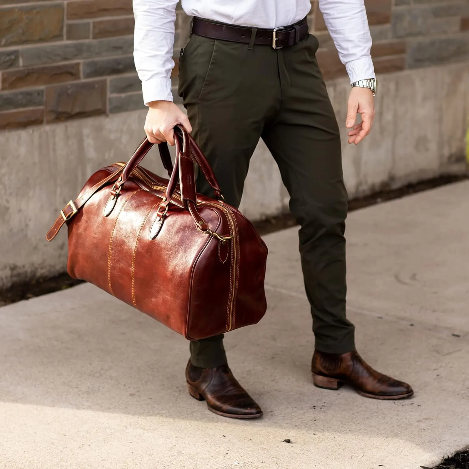 Floto Luggage Venezia Duffle, Vecchio Brown, One Size
