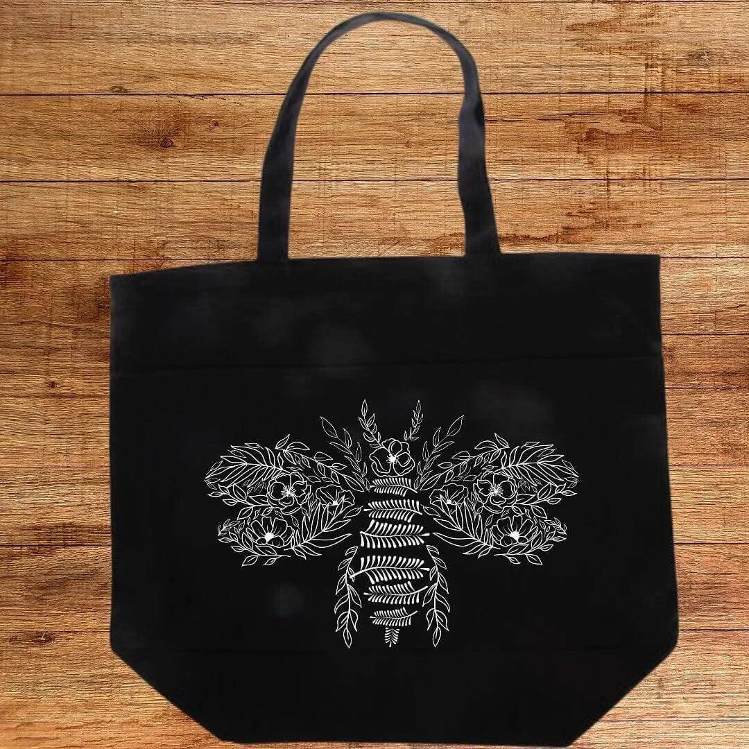 Flower Bee Tote Bag