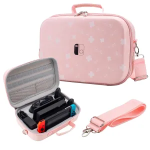 Flyekist Carrying Case for Nintendo Switch/OLED Model,Deluxe Portable Travel Messenger Bag fit Switch Console & Full Set Game Accessories with Mesh Pocket,18 Games & Removable Shoulder Strap