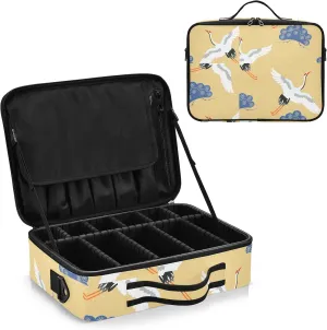 Flying Crane Travel Makeup Bag, Makeup Bags for Women, Travel Makeup Train Case, Professional Cosmetic Case Organizer Portable Artist Storage Bag for Cosmetics Makeup