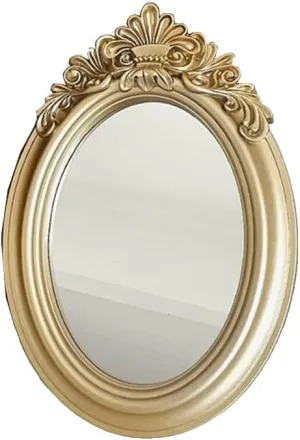 FMURY European Retro Makeup Mirrors Golden Desktop Mirrors Household Princess Dressing Mirrors