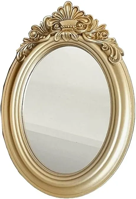 FMURY European Retro Makeup Mirrors Golden Desktop Mirrors Household Princess Dressing Mirrors