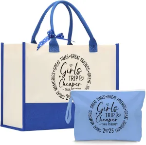 Fokongna Girls Trip 2025 For Women Friend Sister Travel Gifts Canvas Tote Bag Wet Bag for swimsuit Beach Bags Gifts