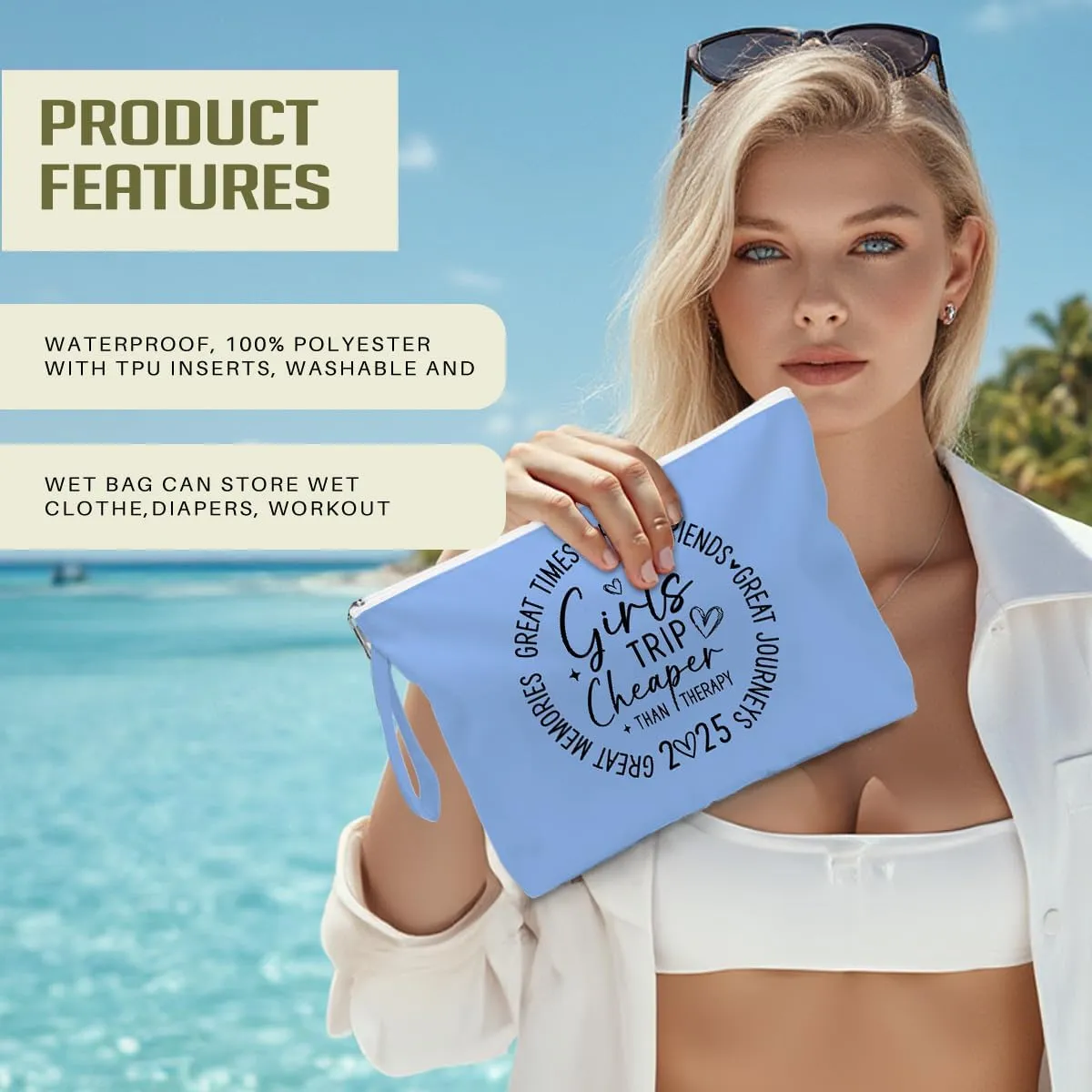 Fokongna Girls Trip 2025 For Women Friend Sister Travel Gifts Canvas Tote Bag Wet Bag for swimsuit Beach Bags Gifts