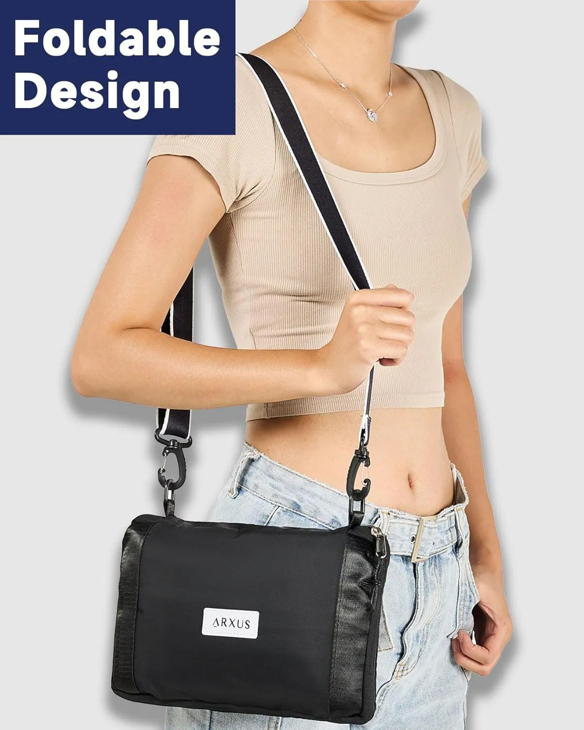 Folding Travel Bag Carry on Bags for Airplanes with Detachable Adjustable Shoulder Strap Light Weight Travel Duffle Bag for Women with Suitcase Sleeve 17x11x9 inch