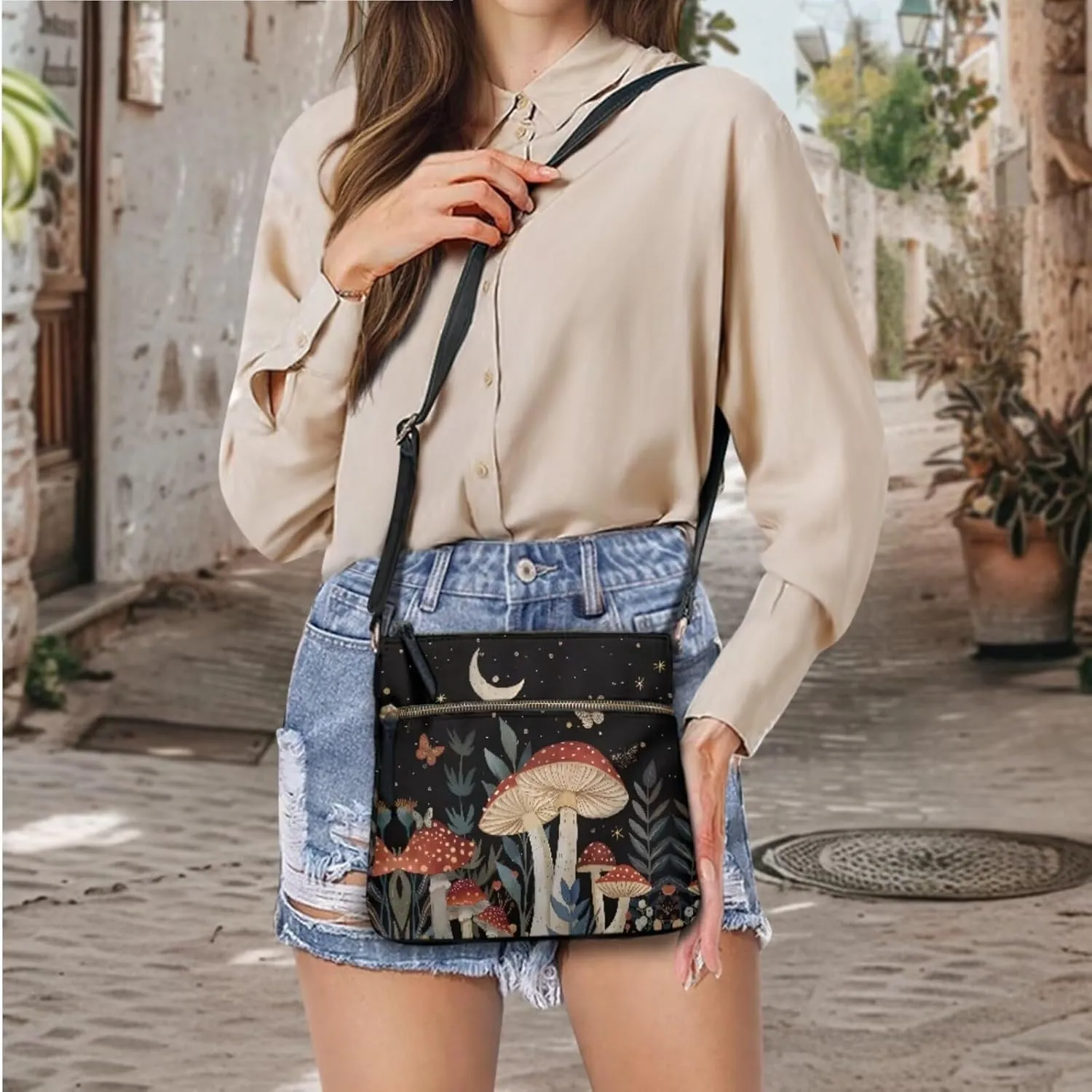 FOR U DESIGNS Leather Crossbody Bags for Women Trendy Travel Shoulder Satchel Handbags Zipper Closure Purse and Wallet Set