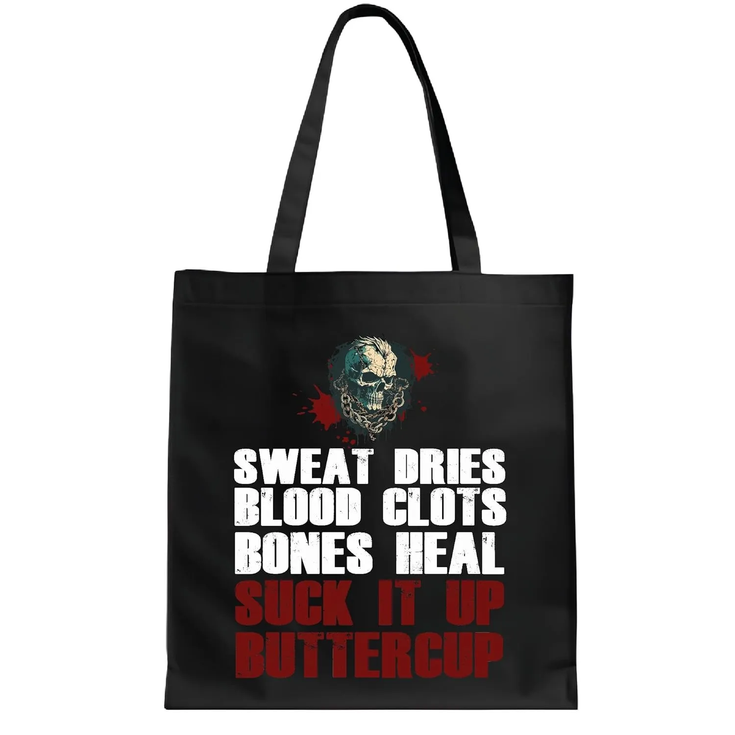 Forensics Scientist Empowering Motivation for Female Investigators Sweat Blood and Bones Quote Navy Black Multicolor Canvas Tote Bag