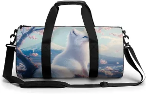 Fox Japanese Mount Fuji Gym Bag Travel Duffel Bag Lightweight Carry On Weekender Bag Tote Bags for Women Men