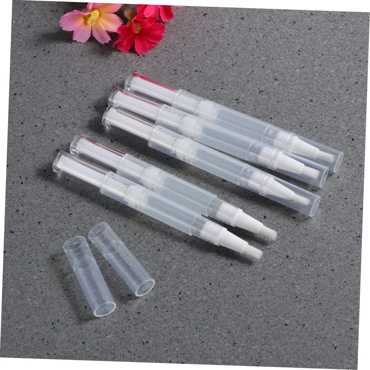 FRCOLOR 40pcs Transparent Empty Nail Oil Pen Cosmetic Container Brush Applicators for Nail Polish Lip Gloss Essential Oils Lightweight and Leakproof for Travel