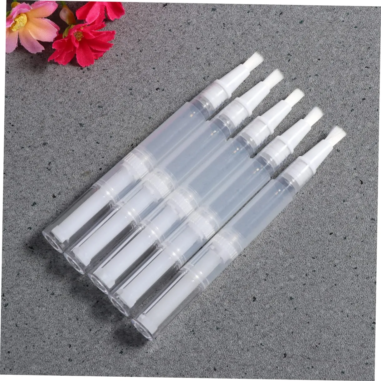 FRCOLOR 40pcs Transparent Empty Nail Oil Pen Cosmetic Container Brush Applicators for Nail Polish Lip Gloss Essential Oils Lightweight and Leakproof for Travel