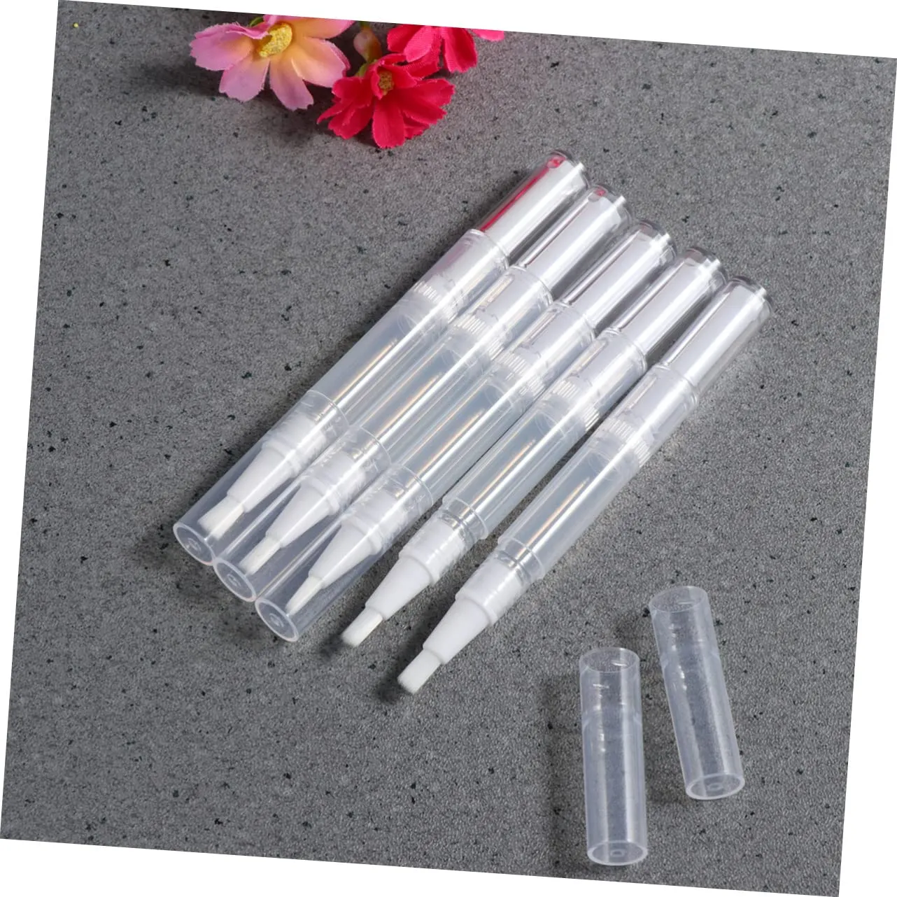 FRCOLOR 40pcs Transparent Empty Nail Oil Pen Cosmetic Container Brush Applicators for Nail Polish Lip Gloss Essential Oils Lightweight and Leakproof for Travel