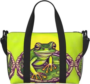 Frog in a pond Women's Hand-held Crossbody Travel Bag, Casual Handbag with Zipper, Suitable for Work, Travel, Fitness, Travel