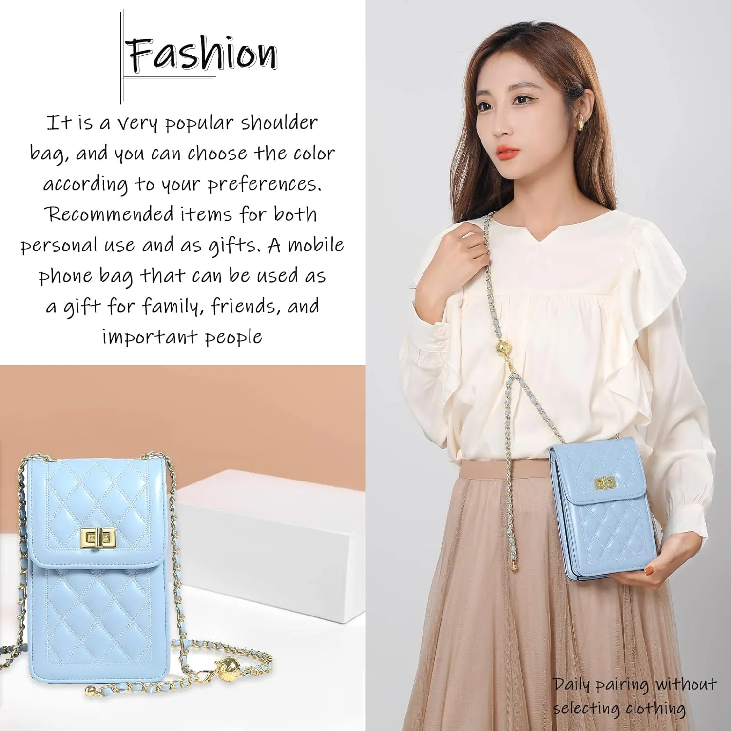FSD.WG Women Small Crossbody Cell Phone Purse Leather Phone Purse Mini Messenger Shoulder Handbag Wallet