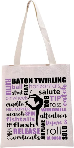 G2TUP Baton Twirling Lover Gift Baton Twirling Word Tote Bag Baton Fan Handbag Majorette Gift Who Loves To Twirl Gift