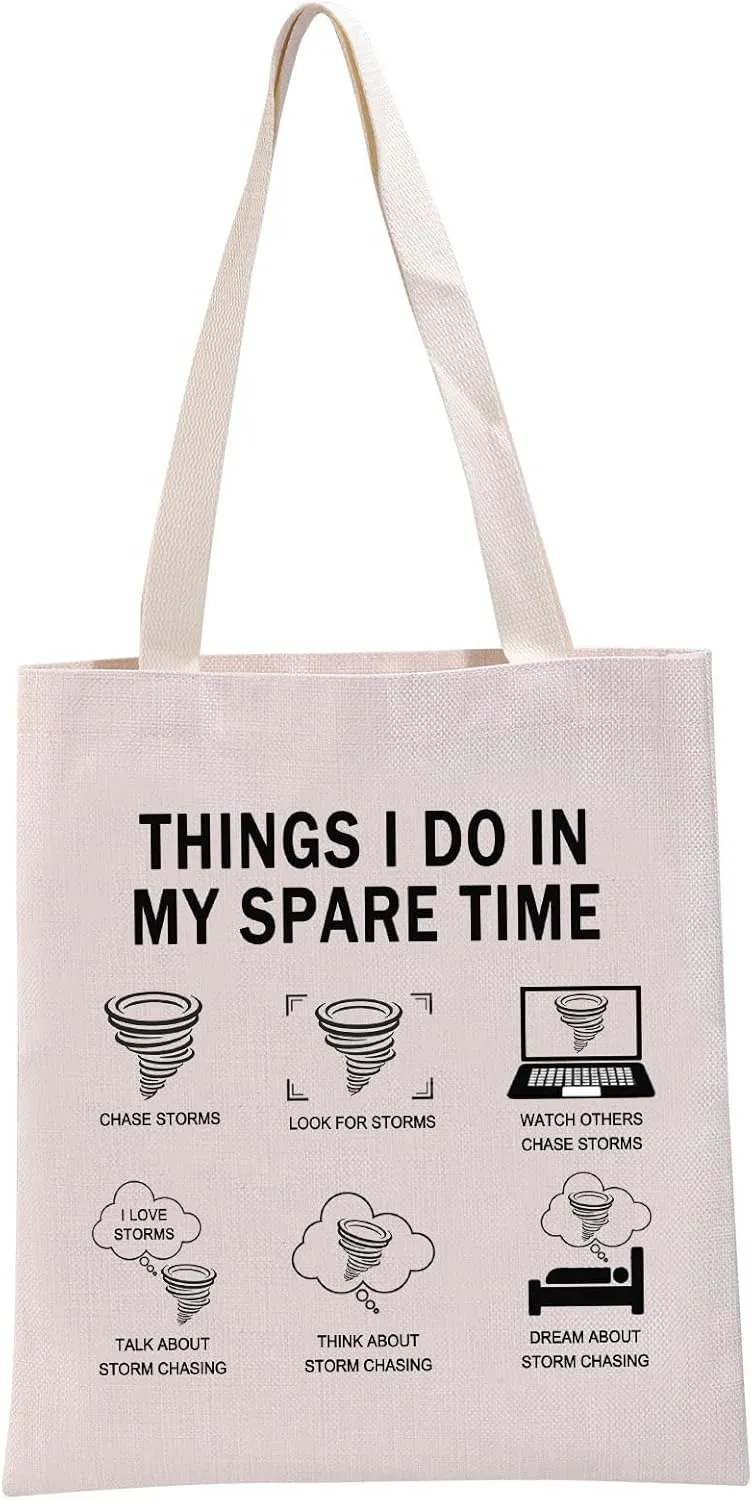 G2TUP Chase Storms Lover Gift Tornado Storm Chaser Tote Bag Tornado Researchers Handbag Tornado Theme Souvenir Gift