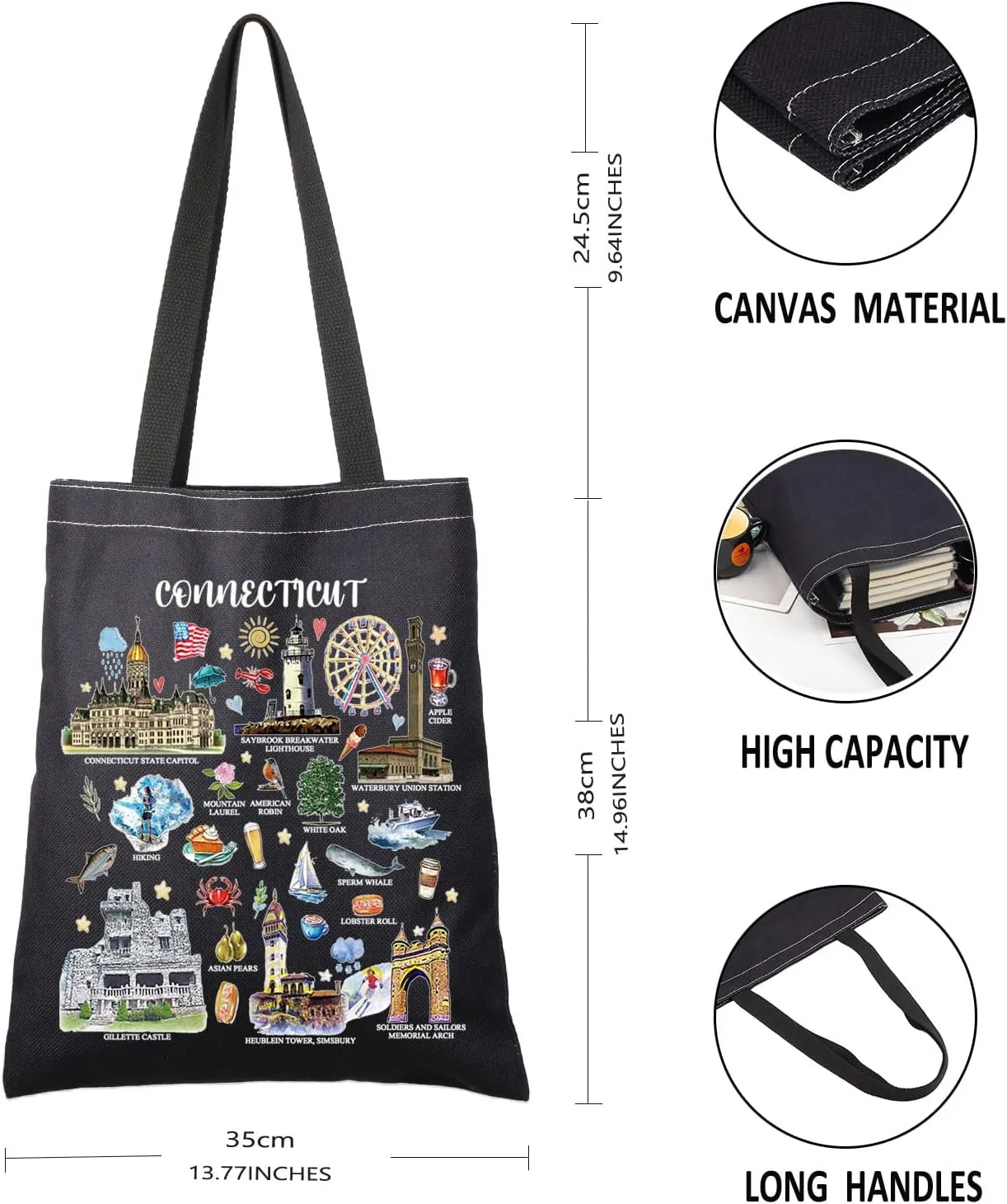 G2TUP Connecticut Gift Tote Bag - Lover's Travel Souvenir Handbag