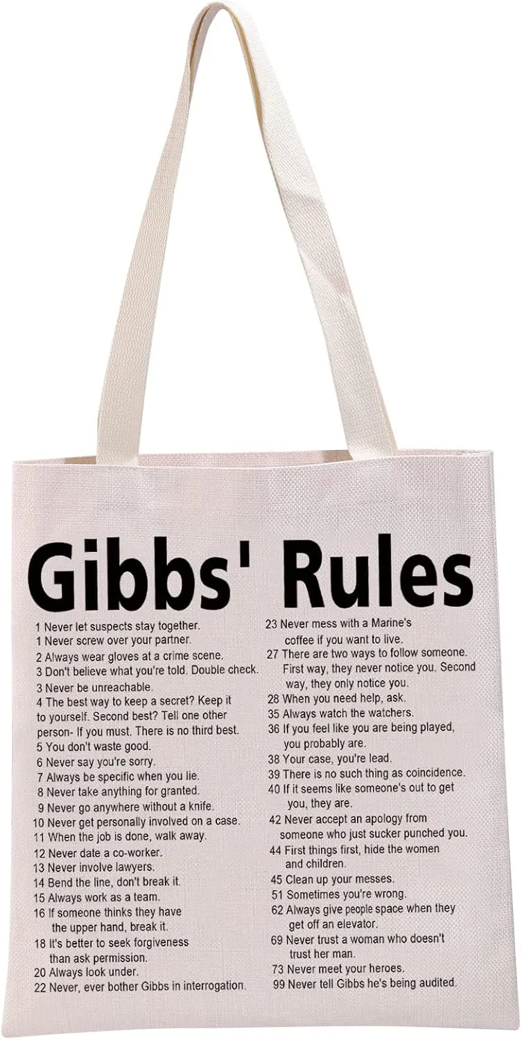 G2TUP Crime TV Show Inspired Gift Rules Tote Bag Crime TV Show Lover Handbag TV Show Merchandise