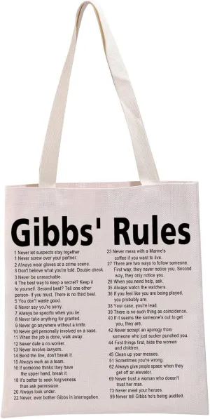 G2TUP Crime TV Show Inspired Gift Rules Tote Bag Crime TV Show Lover Handbag TV Show Merchandise