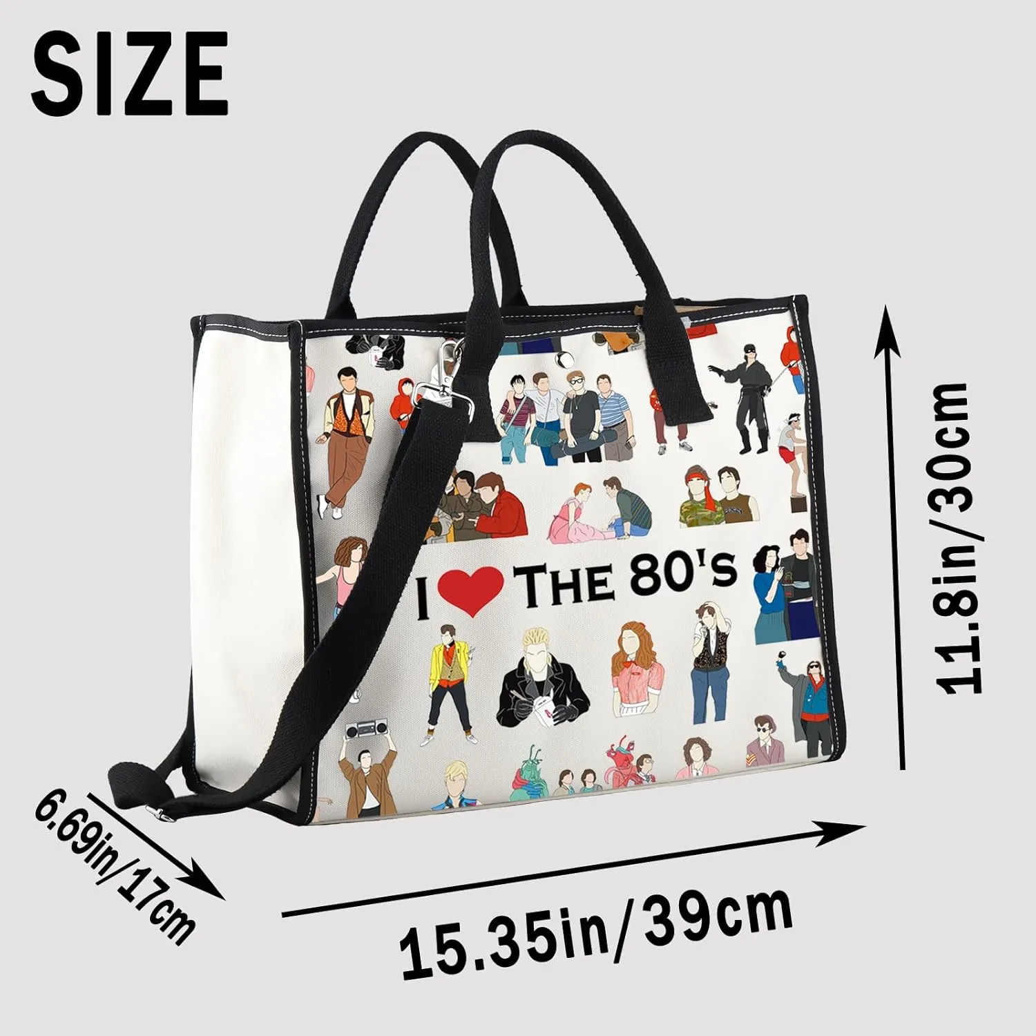 G2TUP I Love The 80's Tote Bag - 80's Movies Lover Fan Handbag Gift