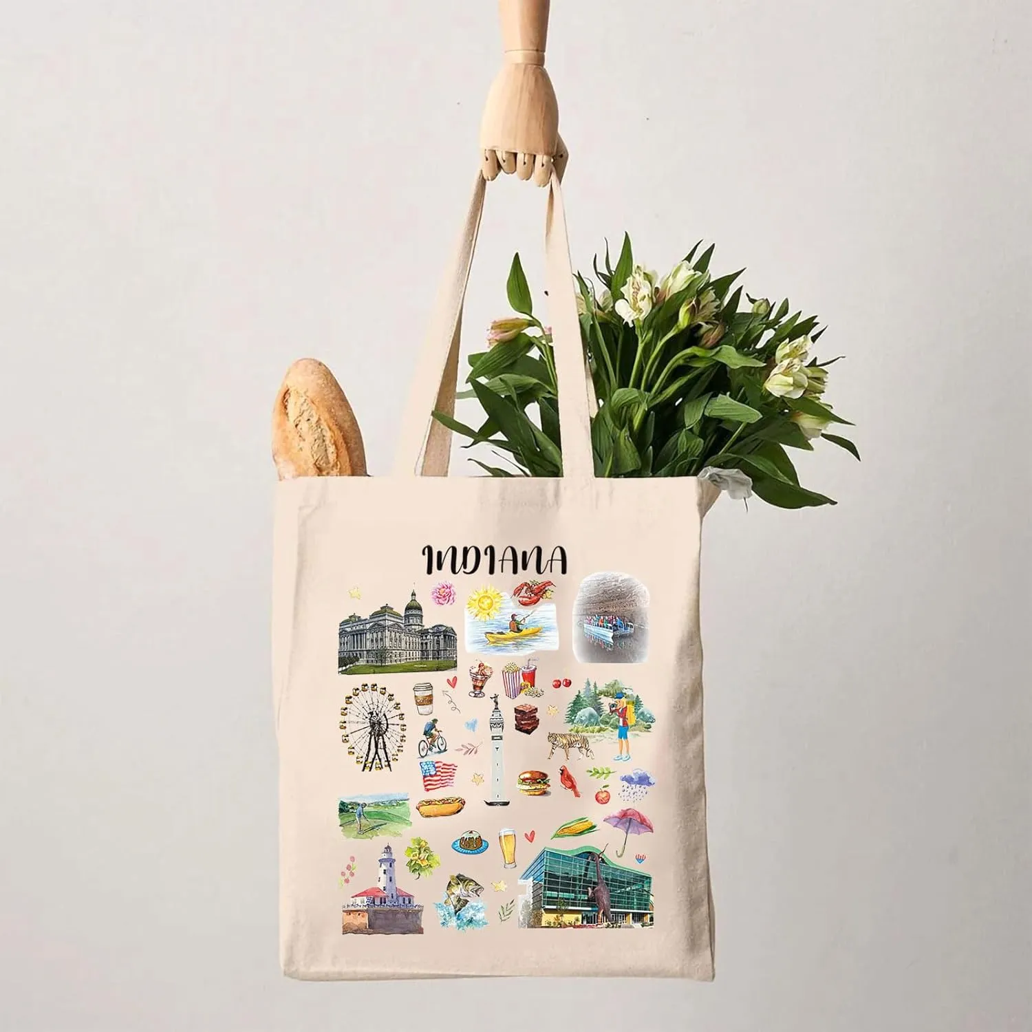 G2TUP Indiana State Souvenirs Gift Indiana Travel Tote Bag Indiana Home Handbag Indiana Tourism Gift Indiana Vacation Gift