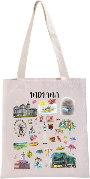 G2TUP Indiana State Souvenirs Gift Indiana Travel Tote Bag Indiana Home Handbag Indiana Tourism Gift Indiana Vacation Gift