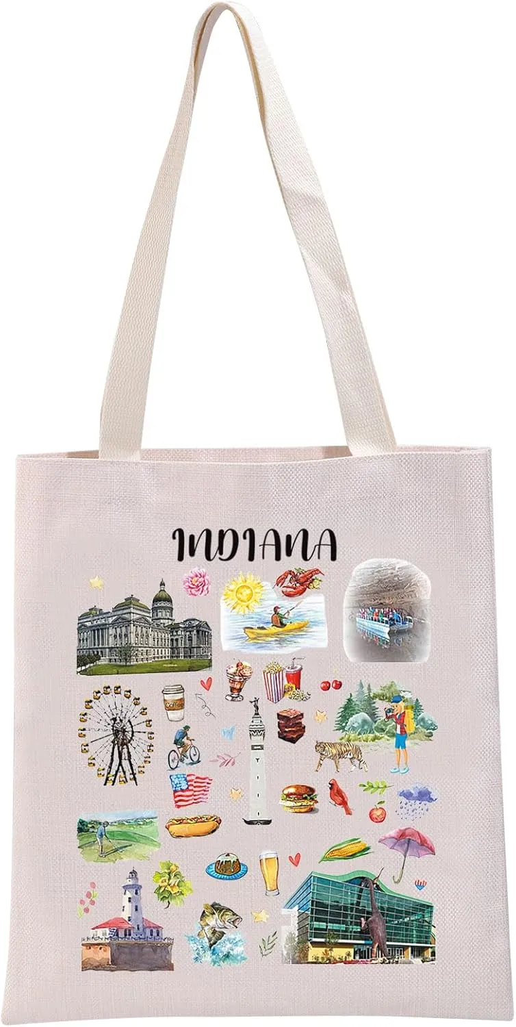 G2TUP Indiana State Souvenirs Gift Indiana Travel Tote Bag Indiana Home Handbag Indiana Tourism Gift Indiana Vacation Gift