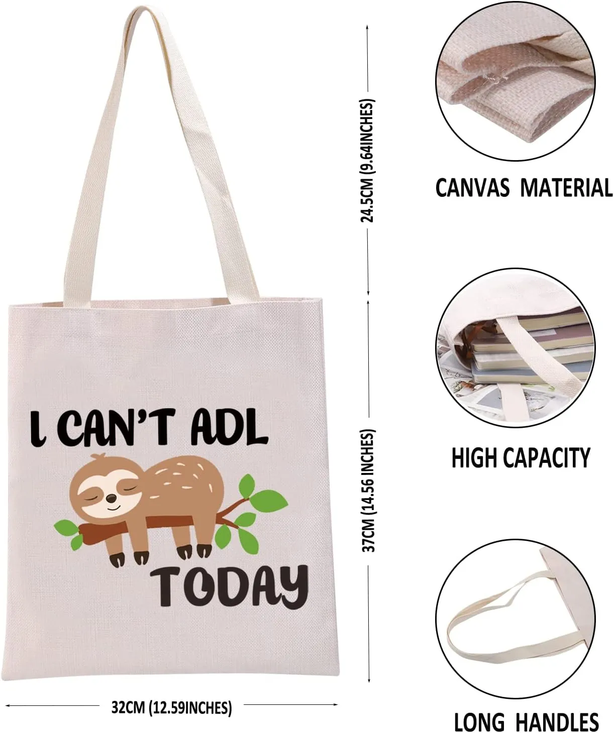 G2TUP Occupational Therapy Therapist Gift I Can't ADL Today Makeup Bag OT Life Sloth Bag Occupational Therapist Joke Gift
