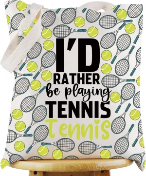 G2TUP Tennis Canvas Tote Bag Tennis Lover Gift I'd Rather Be Playing Tennis Shoulder Bag Tennis Player Merchandise