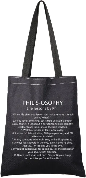 G2TUP TV Show Inspired Gift Life lessons by P Reusable Canvas Tote Bag P Dunphy Inspired Handbag TV Show Merchandise