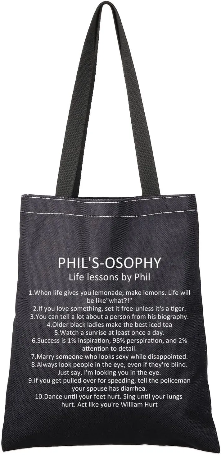 G2TUP TV Show Inspired Gift Life lessons by P Reusable Canvas Tote Bag P Dunphy Inspired Handbag TV Show Merchandise
