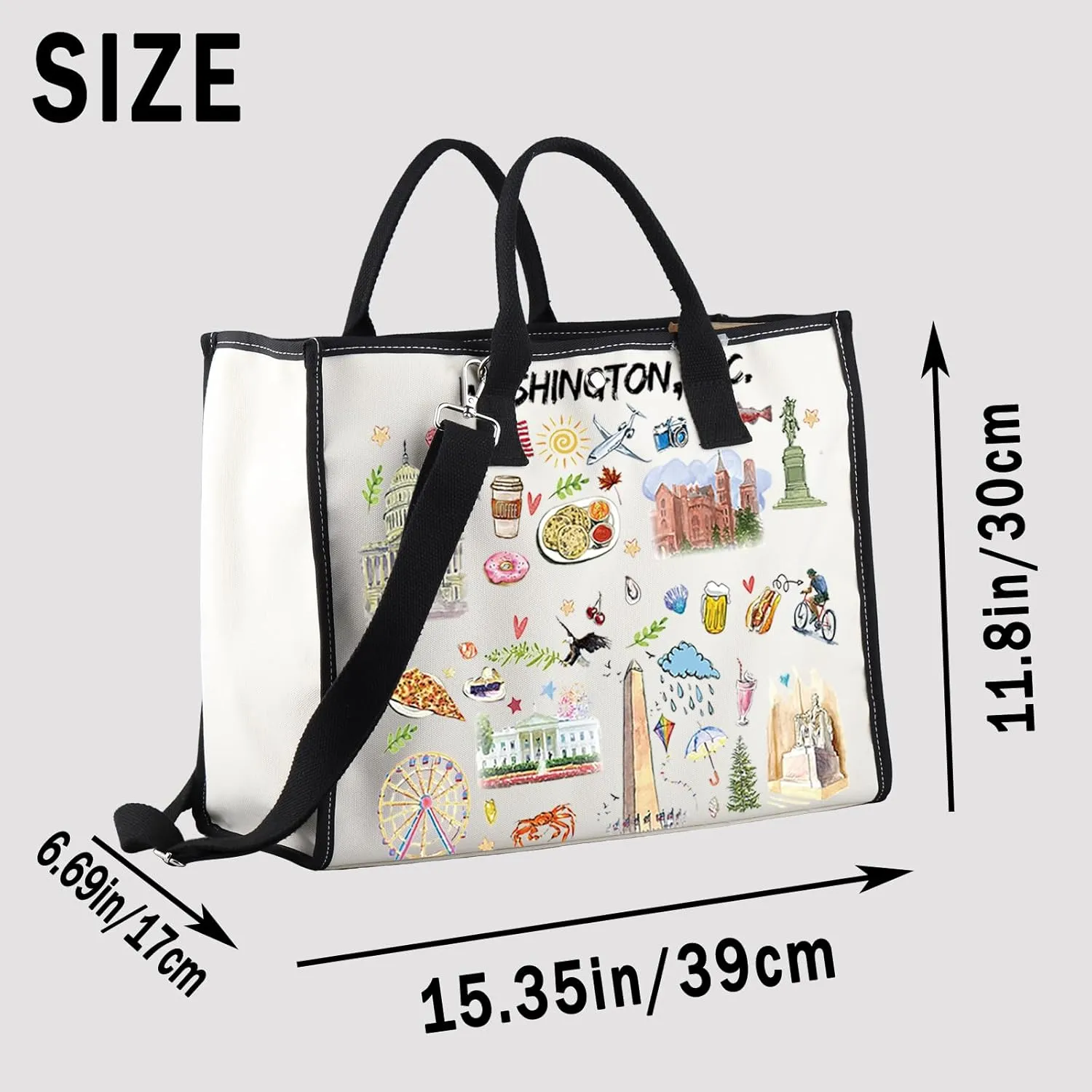 G2TUP Washington DC Lover Tote Bag - DC Tourist Travel Souvenir Handbag