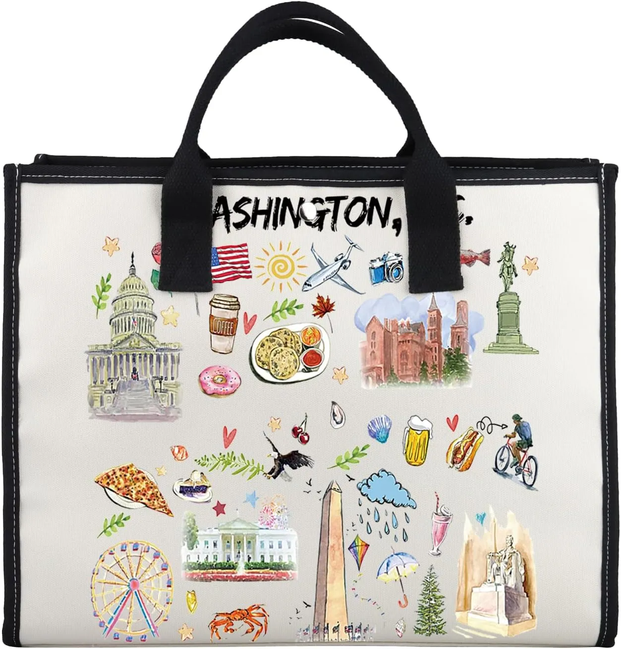 G2TUP Washington DC Lover Tote Bag - DC Tourist Travel Souvenir Handbag