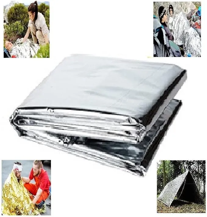 GALAXYLENSE Emergency Mylar Thermal Blanket for Survival First Aid Kits Army Outdoors Hiking Camping Bug Out Trauma Desert All Weather Condition Protection (10 Packs Silver)