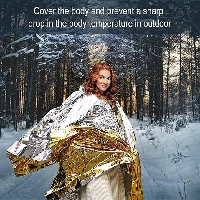 GALAXYLENSE Emergency Mylar Thermal Blanket for Survival First Aid Kits Army Outdoors Hiking Camping Bug Out Trauma Desert All Weather Condition Protection (40 Packs Silver)