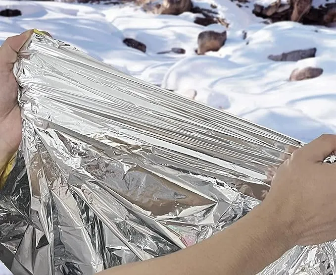 GALAXYLENSE Emergency Mylar Thermal Blanket for Survival First Aid Kits Army Outdoors Hiking Camping Bug Out Trauma Desert All Weather Condition Protection (40 Packs Silver)